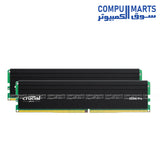 Crucial Pro 64GB DDR4 3200 UDIMM desktop RAM kit 2x32GB CL22 high performance memory black heat spreader