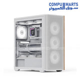 AeroCool D501A – Mid Tower Gaming Case – AeroCool – Wood-accented mesh front, ARGB lighting, 360mm radiator support