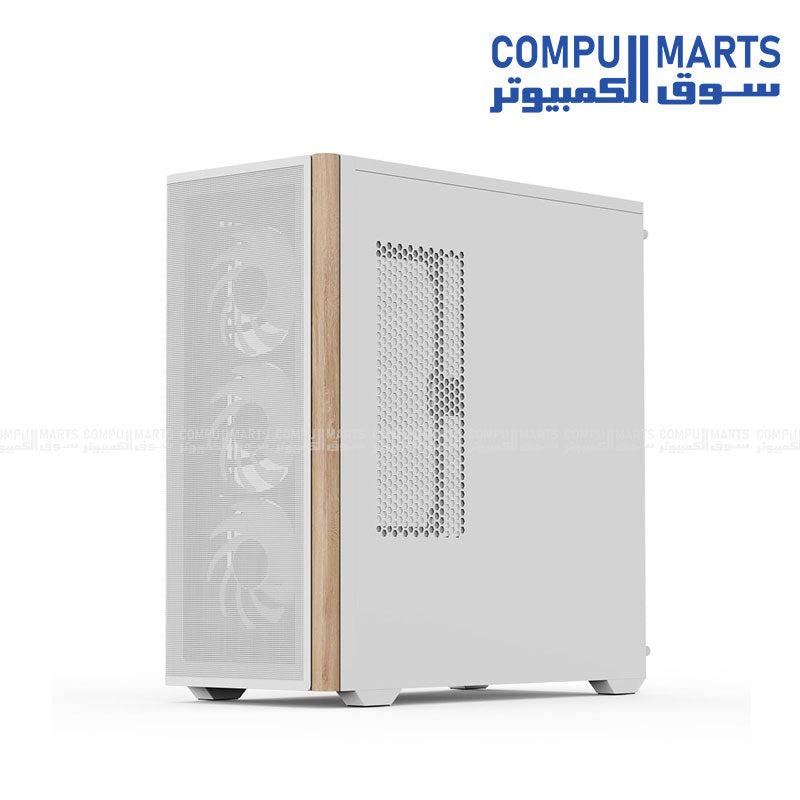 AeroCool D501A – Mid Tower Gaming Case – AeroCool – Wood-accented mesh front, ARGB lighting, 360mm radiator support
