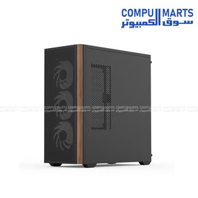 AeroCool D501A – Mid Tower Gaming Case – AeroCool – Wood-accented mesh front, ARGB lighting, 360mm radiator support