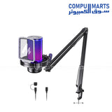 Maono DGM20S Gamerwave Condenser USB Gaming RGB Microphone USB-C Plug-and-Play Tap-to-Mute Real-Time Monitoring with Boom Arm Pop Filter Shock Mount