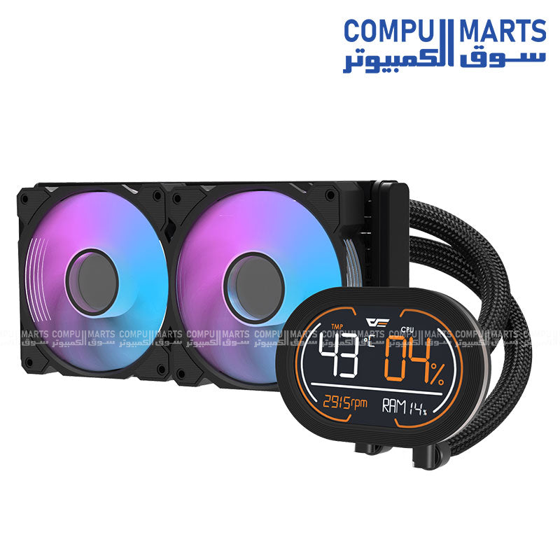 DARKFLASH DH240D Liquid CPU Cooler – 240mm Radiator, Dual 120mm Fans, Intel & AMD Support