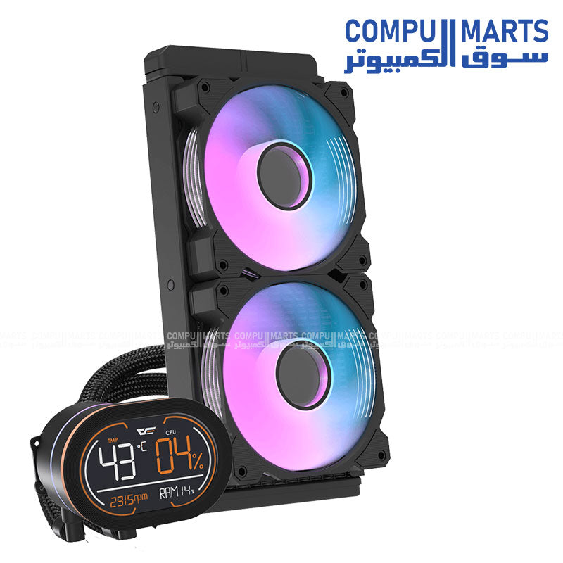 DARKFLASH DH240D Liquid CPU Cooler – 240mm Radiator, Dual 120mm Fans, Intel & AMD Support