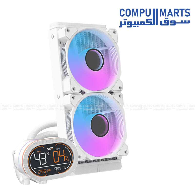 DARKFLASH DH240D Liquid CPU Cooler – 240mm Radiator, Dual 120mm Fans, Intel & AMD Support