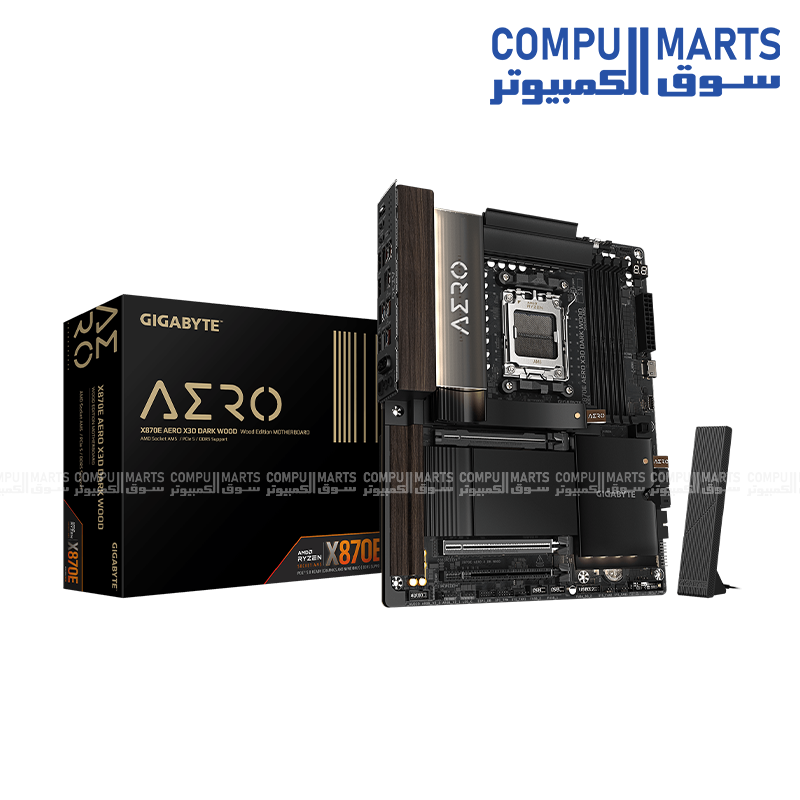 GIGABYTE X870E AERO X3D DARK WOOD ATX Motherboard for AMD Socket AM5 with AMD X870E Chipset, DDR5, Wi-Fi 7, USB4, PCIe 5.0