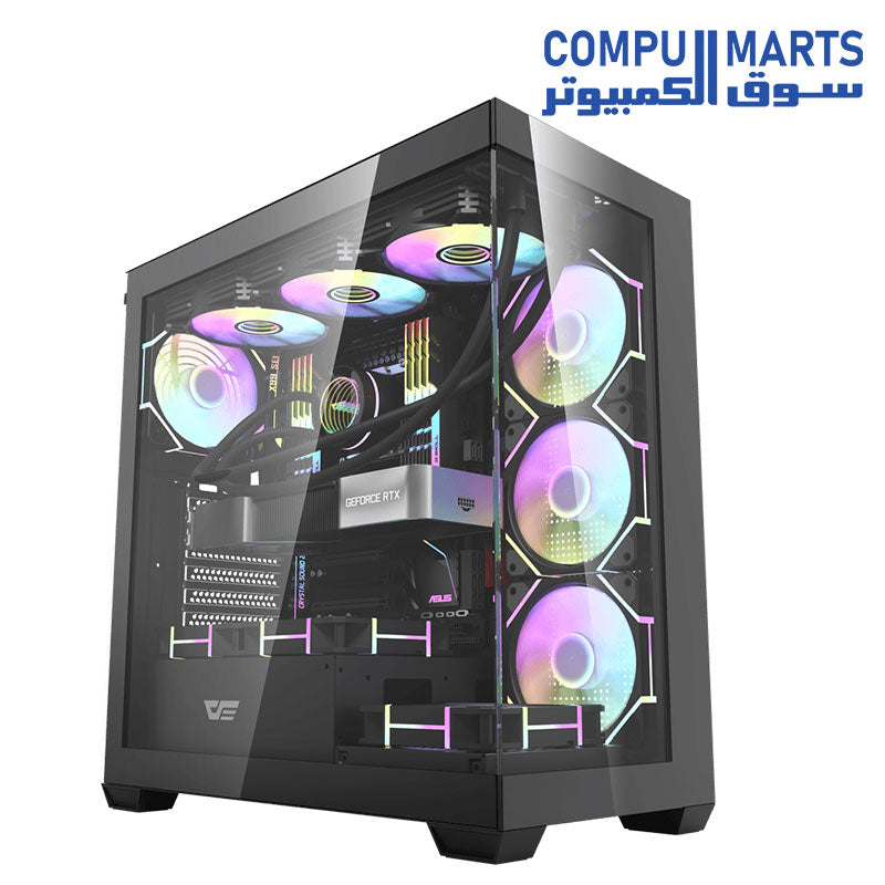 DarkFlash DS900 ATX Mid-Tower PC Case, Pre-Install 4 PWM ARGB Fans Computer Case, Full View Dual Tempered Glass Gaming PC Case, Type C Port, Supports up to 360mm Water Cooling Radiator