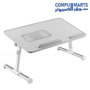 Dantech Q5 Wooden Laptop Cooling Table with fan, adjustable height, and foldable metal legs – ergonomic laptop desk for studying and cooling.