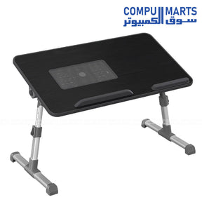 Dantech Q5 Wooden Laptop Cooling Table with fan, adjustable height, and foldable metal legs – ergonomic laptop desk for studying and cooling.