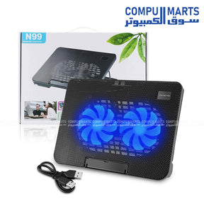 Dantech N99 Laptop Cooling Pad – Dual Fan Black Cooling Stand for Notebooks