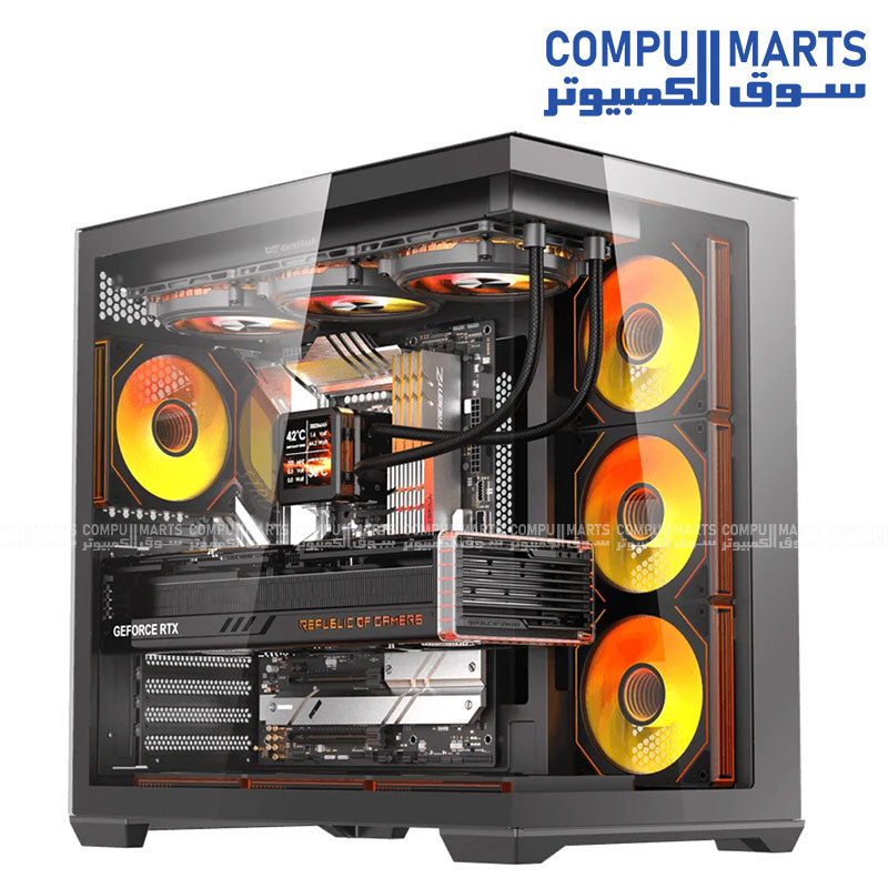 DarkFlash C280 ATX case with four DM20 ARGB fans, OC2 hub, USB Type-C, and EMT850 850W 80 Plus Bronze PSU