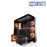 DarkFlash DK DS900 bundle featuring GP750W 80 Plus Bronze PSU, OC2 Hub, and multi-fan support.
