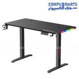 Deadskull RGB Electric Height-Adjustable Gaming Desk by Mowang with rectangle MDF surface in black, available in Egypt.
