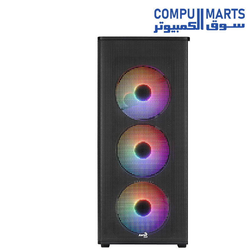 AeroCool Designer Mid-Tower Case – ARGB Mesh Front – Tempered Glass Side Panel – Gaming PC Case