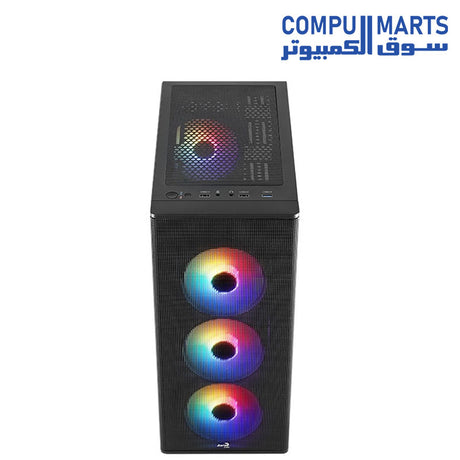AeroCool Designer Mid-Tower Case – ARGB Mesh Front – Tempered Glass Side Panel – Gaming PC Case