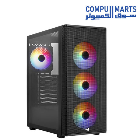 AeroCool Designer Mid-Tower Case – ARGB Mesh Front – Tempered Glass Side Panel – Gaming PC Case