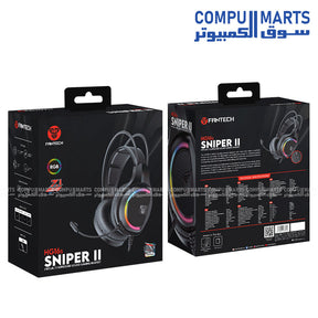 FANTECH HG16s Sniper II 7.1 RGB USB gaming headset with noise‑canceling mic on white background
