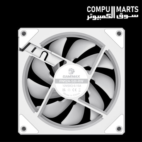GameMax FN12A-S8I-R case fan with 800–1600 RPM speed range