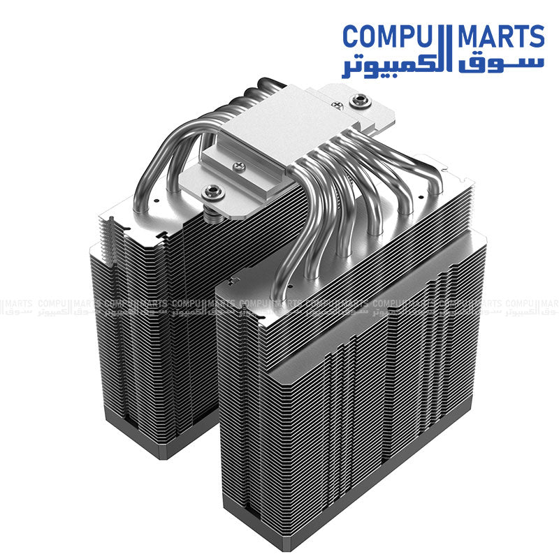 Advanced CPU air cooler featuring 58CFM airflow capacity 1.94mmH2O static pressure and hydraulic bearing fan technology for durable cooling performance