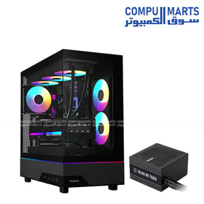 GAMDIAS ATLAS M5 Black Mid-Tower Gaming Case with HELIOS M2-750B 750W Power Supply