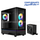 GAMDIAS ATLAS M5 Black Gaming PC Case with Tempered Glass and ARGB Fans