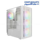 GAMDIAS AURA GC2 WHITE Elite+ AURA750 white gaming case front view