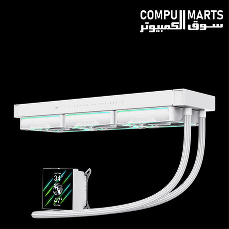 GAMEMAX HAILSTORM 360 WH aluminum radiator and braided water tubes