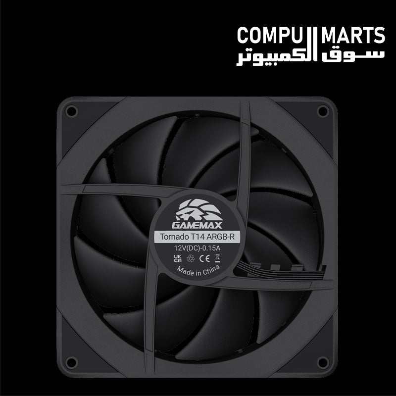 GAMEMAX Tornado T14 ARGB-R cooling fan with 70.77 CFM airflow