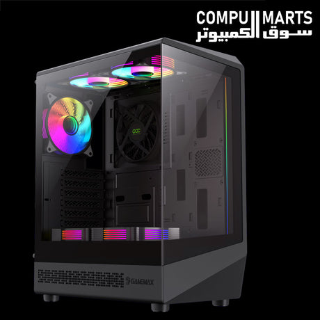 GAMEMAX Vista COC AB Mid Tower PC case with tempered glass panels and USB-C
