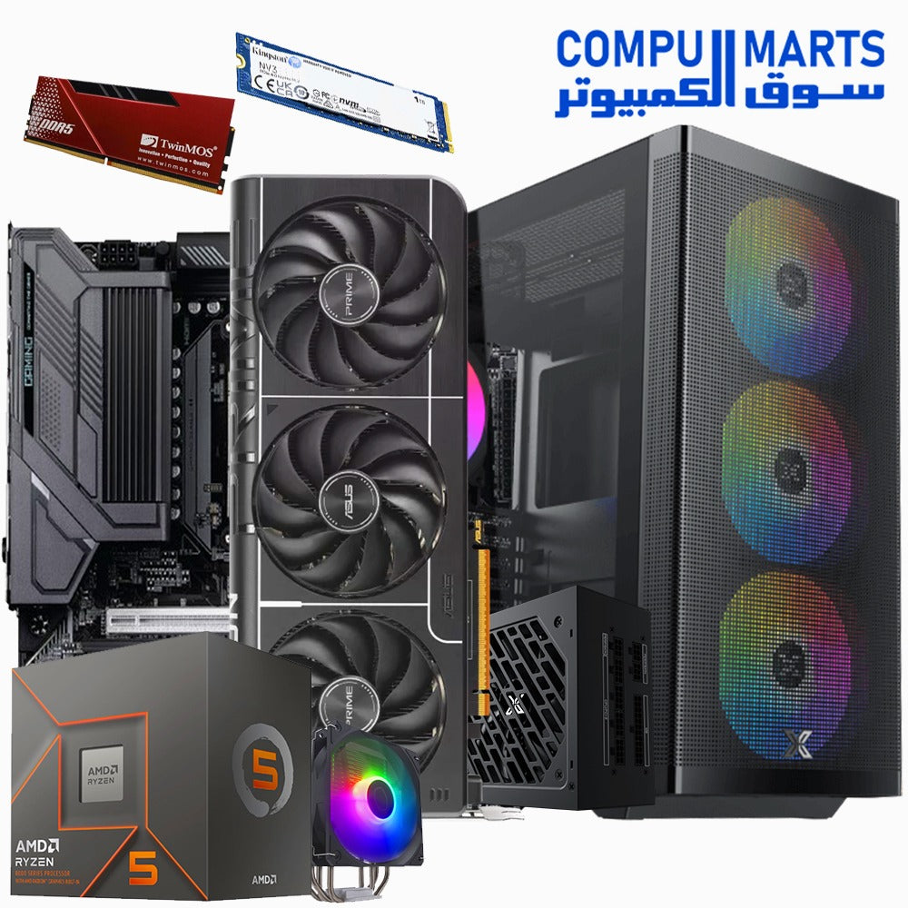 Gaming PC Bundle – AMD Ryzen 5 7600– GIGABYTE B850M GAMING X WF6E – ASUS Prime Radeon RX 9070 OC 16GB – 16GB DDR5 6000MHz – Kingston NV3 1TB NVMe – Hyper 212 Spectrum V3 – Xigmatek Osiris ARGB Case – ASGARD 850W Bronze