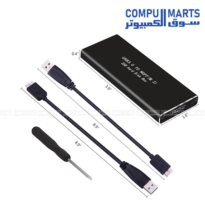 Alt Text 1: GAMMA M.2 USB 3.0 to NGFF SSD Disk Box M.2 SSD External Enclosure available at Compumarts Egypt