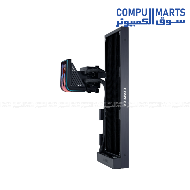 Lian Li HydroShift II 6.67-inch curved OLED display pump head and black radiator setup