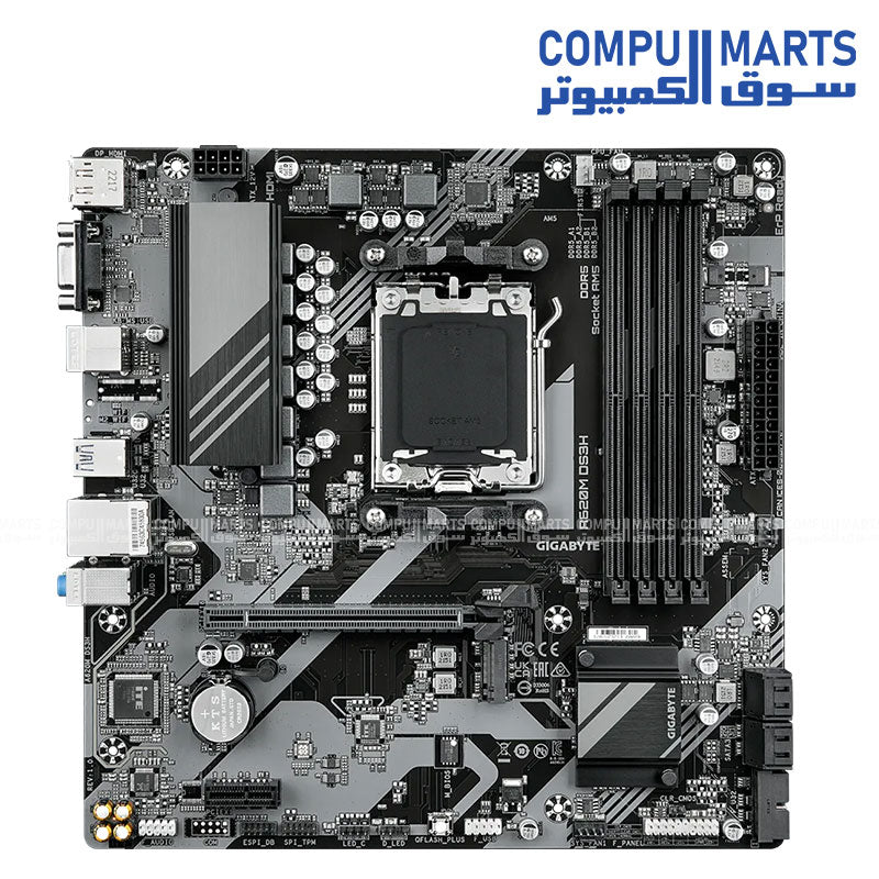GIGABYTE A620M DS3H rev.1.0 – AM5 DDR5 up to 7600 MT/s OC | PCIe 4.0 GPU Slot | 1× M.2 | GbE LAN | Micro‑ATX