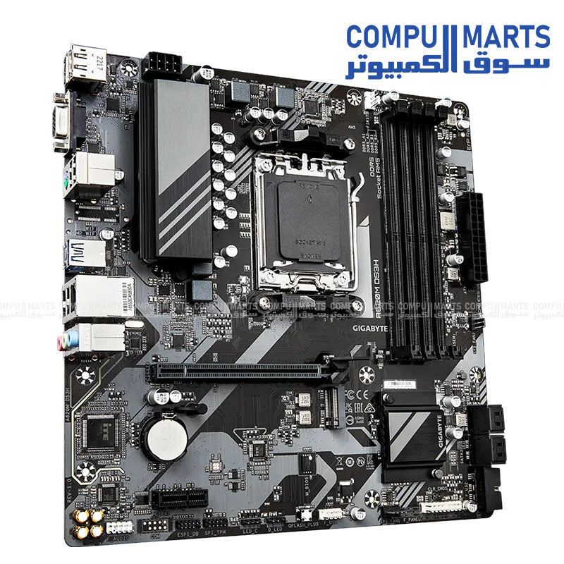 GIGABYTE A620M DS3H rev.1.0 – AM5 DDR5 up to 7600 MT/s OC | PCIe 4.0 GPU Slot | 1× M.2 | GbE LAN | Micro‑ATX