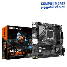 GIGABYTE A620M GAMING X rev.1.0 – Micro‑ATX AM5 motherboard – DDR5 OC (XMP/EXPO) – PCIe 4.0 M.2 slot – Gigabit LAN
