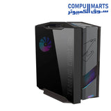 Interior view of the GIGABYTE case supporting E-ATX motherboards and vertical GPU mounts available at Compumarts