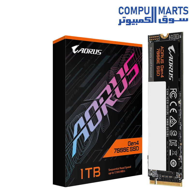 GIGABYTE AORUS Gen4 7000E SSD 1TB PCI Express 4.0 x4 NVMe 1.4 M.2 2280 SSD Up to 7100 MB/s Read and Up to 6100 MB/s Write