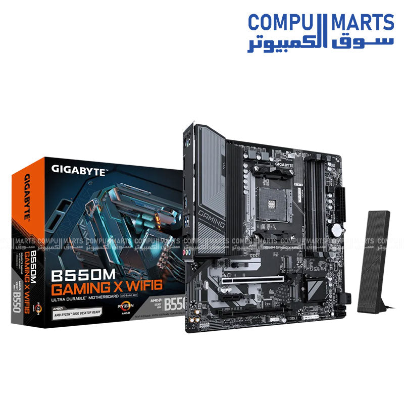 GIGABYTE B550M GAMING X Wi‑Fi 6 – Micro‑ATX AM4 DDR4 OC, PCIe 4.0, Dual M.2, Gigabit LAN & Wi‑Fi 6