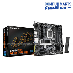 GIGABYTE B760M DS3H WiFi6E – MicroATX DDR4 Motherboard – PCIe 5.0 x16, Dual M.2 Gen4, Wi‑Fi 6E & Bluetooth 5.3, 2.5GbE LAN, LGA 1700
