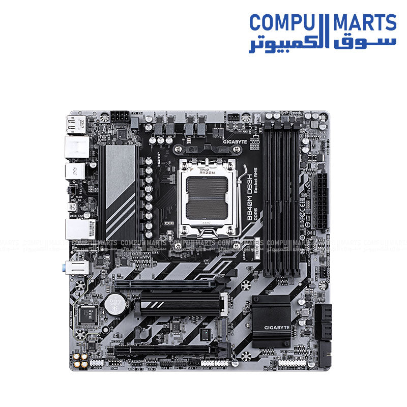 GIGABYTE B840M DS3H – AM5 DDR5 Motherboard – Micro ATX – HDMI – DisplayPort – 2.5G LAN – PCIe 4.0 – Compumarts Egypt