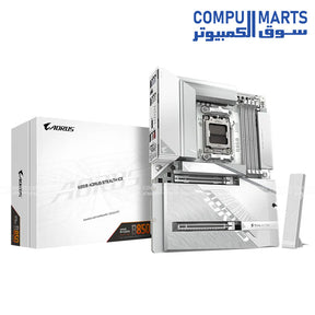 GIGABYTE B850 AORUS STEALTH ICE – White AM5 ATX motherboard – DDR5 up to 8200MT/s – PCIe 5.0 x16 – Wi‑Fi 7 & 5 GbE LAN – 4× M.2 SSD slots
