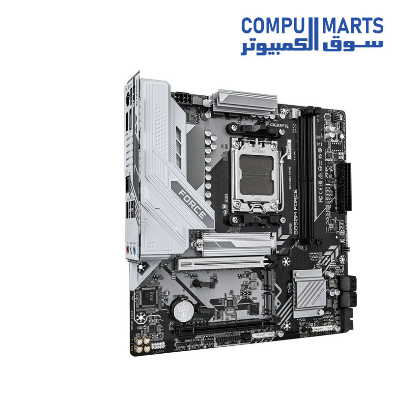 Rear panel connectors of the B850 chipset motherboard sold in Egypt
