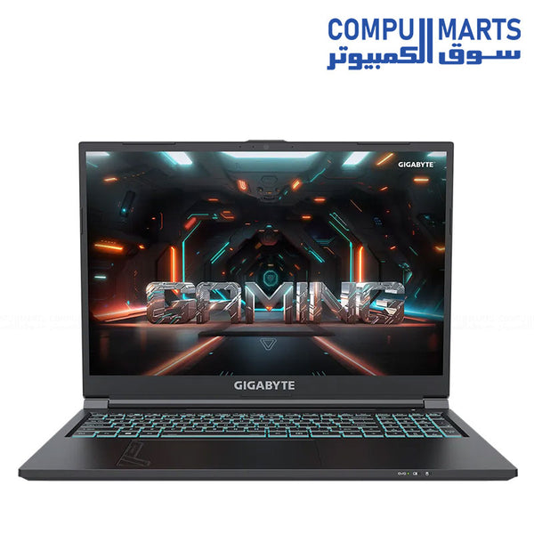 GIGABYTE AI GAMING LAPTOP G6 i7-13620H، 16 جيجابايت DDR5، 1 تيرابايت SSD RTX 4050 6 جيجابايت FHD+ 165HZ RGB لوحة مفاتيح Dolby ATMOS