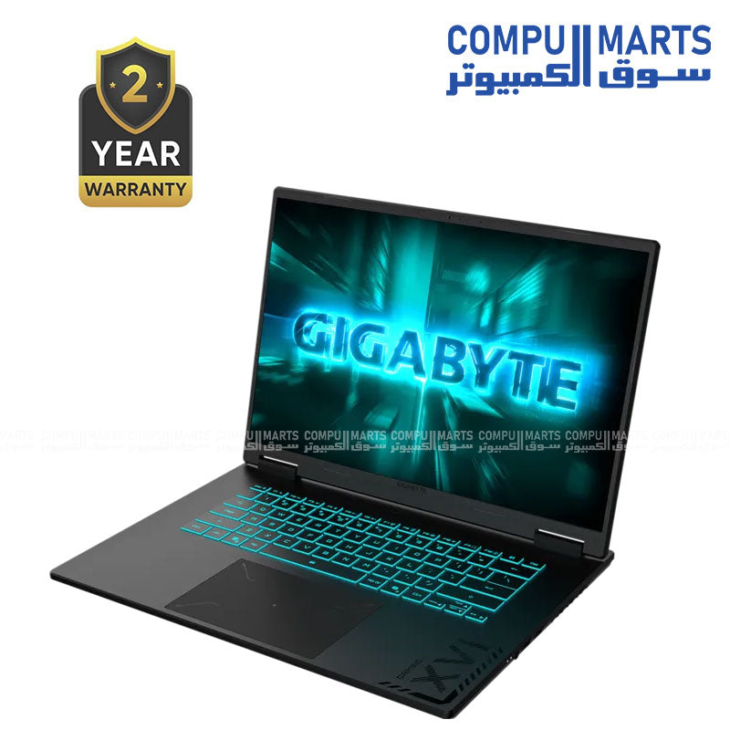 Gigabyte A16 CWH gaming laptop featuring a 16 inch 165Hz WUXGA display and Black Steel chassis