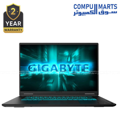 لابتوب GIGABYTE Gaming A16 CVH من الأمام بشاشة 16 بوصة 165Hz
