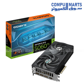 GIGABYTE GeForce RTX 5060 Ti EAGLE MAX OC 16GB dual‑fan graphics card on white background

