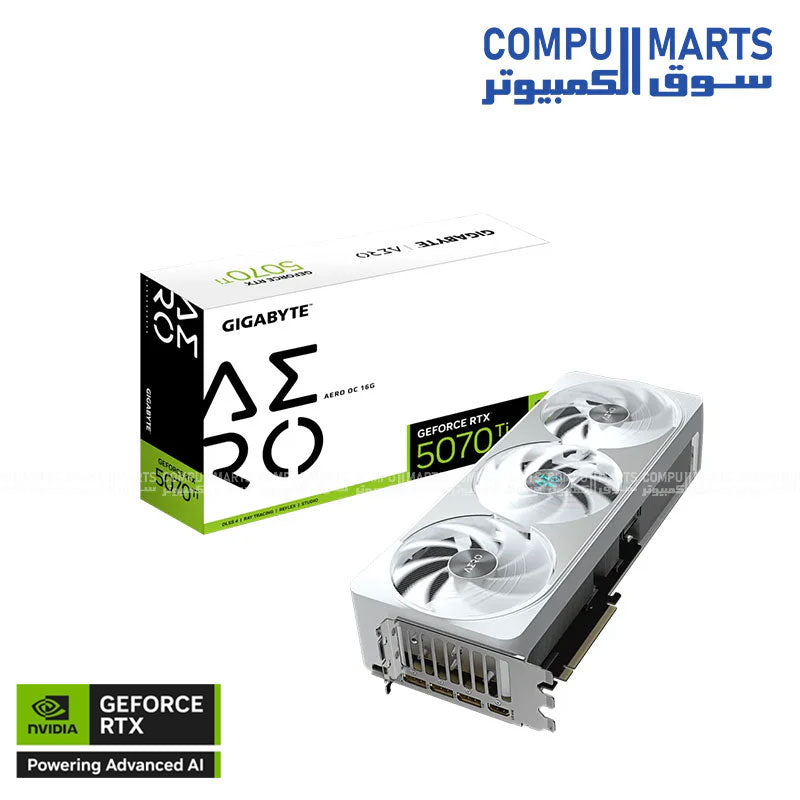 Gigabyte GeForce RTX 5070 Ti AERO OC 16GB GDDR7 graphics card with PCIe 5.0 and DLSS 4 support