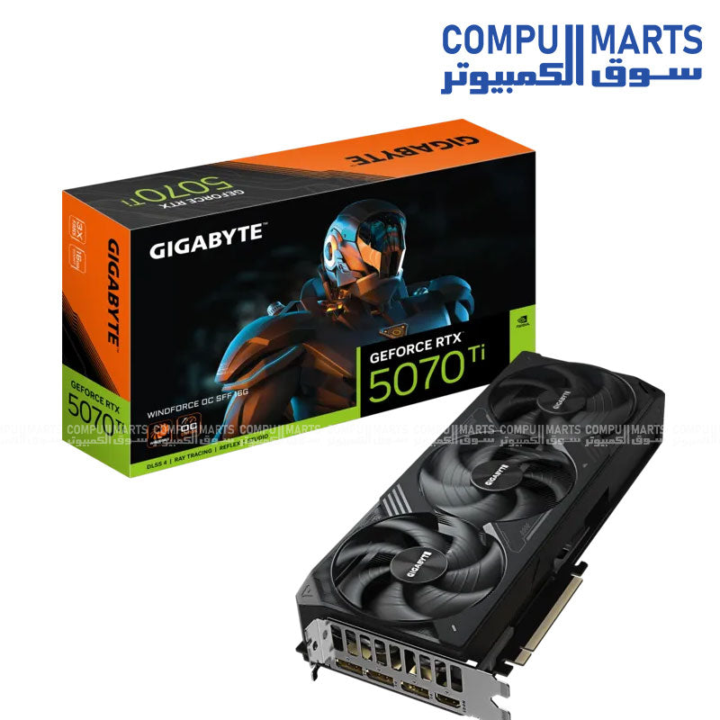 GIGABYTE GeForce RTX 5070 Ti WINDFORCE OC 16G Rev 1.0 Graphics Card 16GB GDDR7 256-bit PCIe 5.0 2497MHz Core Clock DisplayPort 2.1b HDMI 2.1b