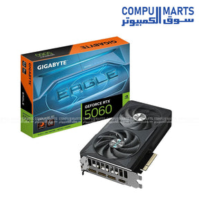 GIGABYTE GeForce RTX 4060 EAGLE MAX OC 8GB graphics card with Windforce dual‑fan cooler on white background


