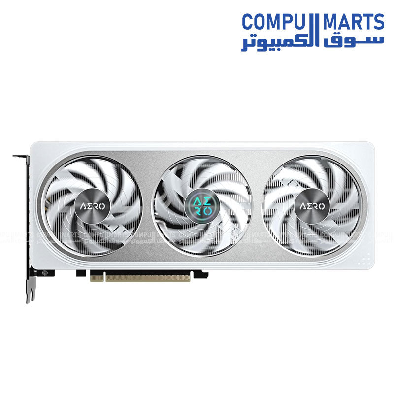 GIGABYTE GeForce RTX 5060 AERO OC 8GB blower-style single-fan PCIe 5.0 graphics card on white background
