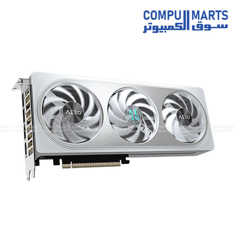 GIGABYTE GeForce RTX 5060 AERO OC 8GB blower-style single-fan PCIe 5.0 graphics card on white background
